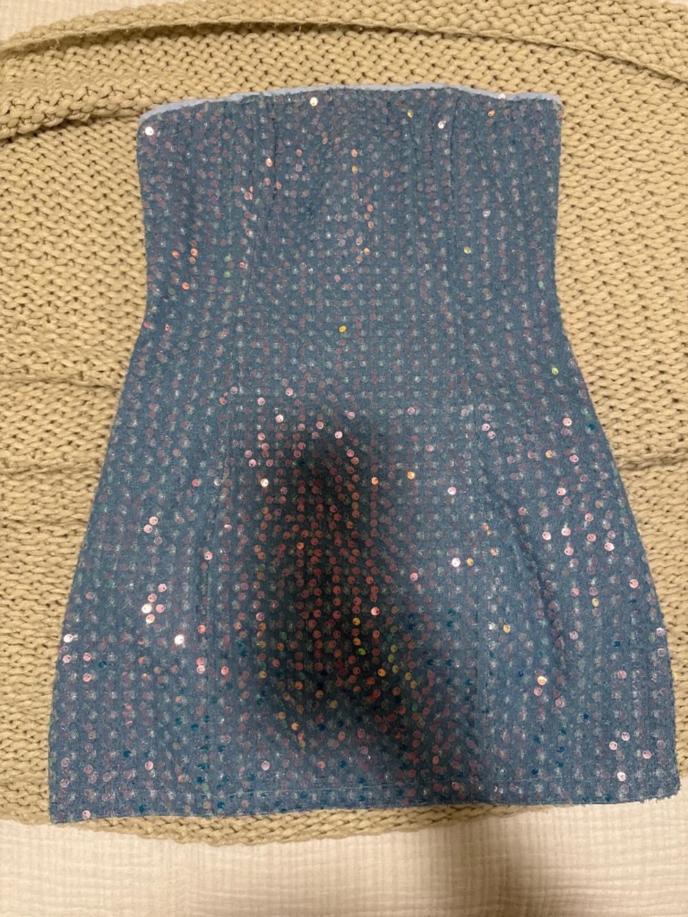 Revolve Superdown Claudia Sequin Denim Dress in Light Wash - Picture 4 of 4